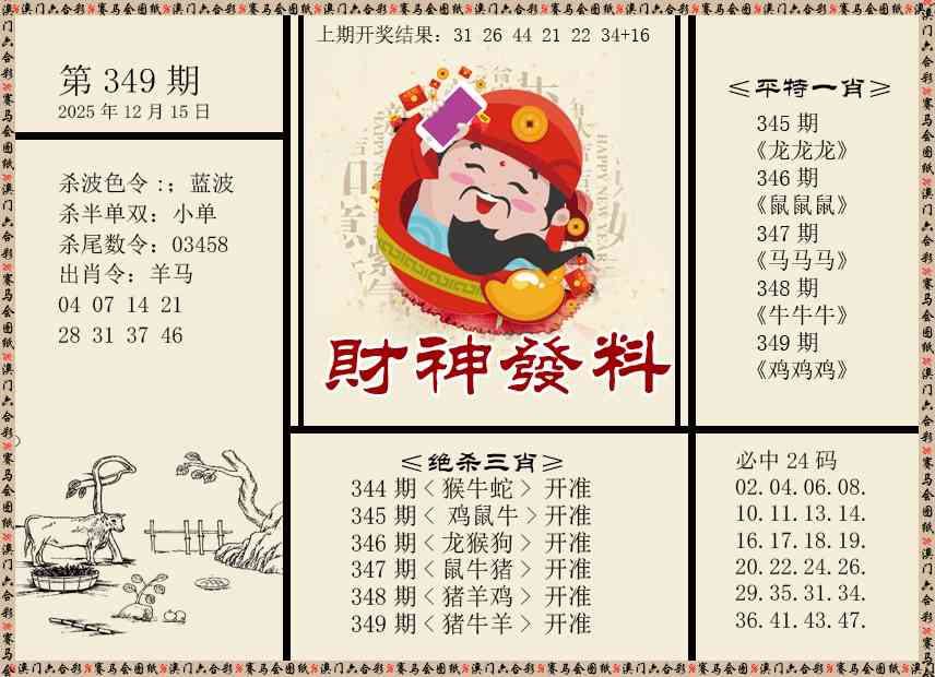349期财神发料[图]