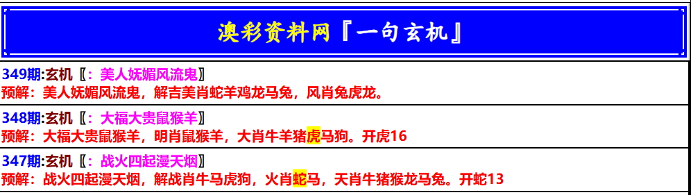 349期澳门一句玄机[图]