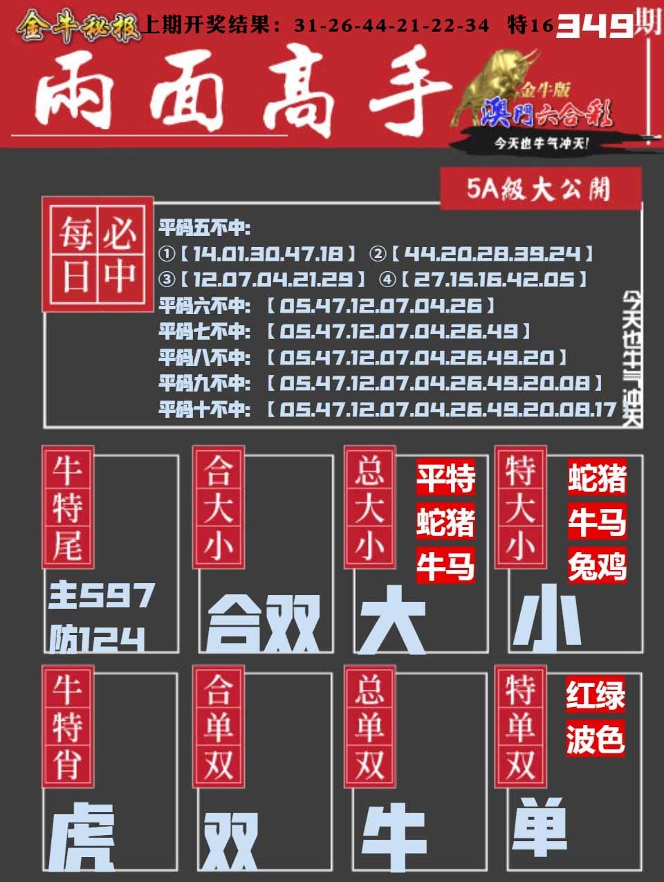 349期金牛两面高手[图]