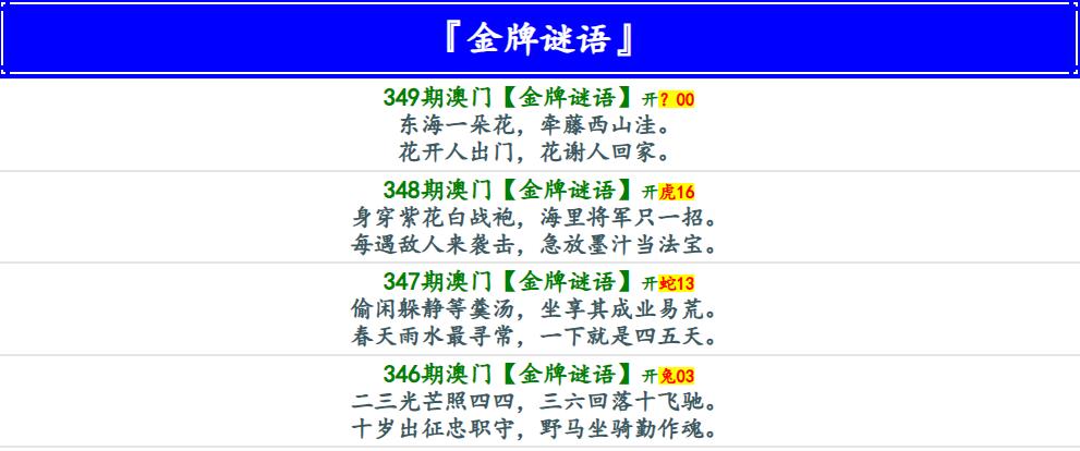 349期金牌谜语[图]